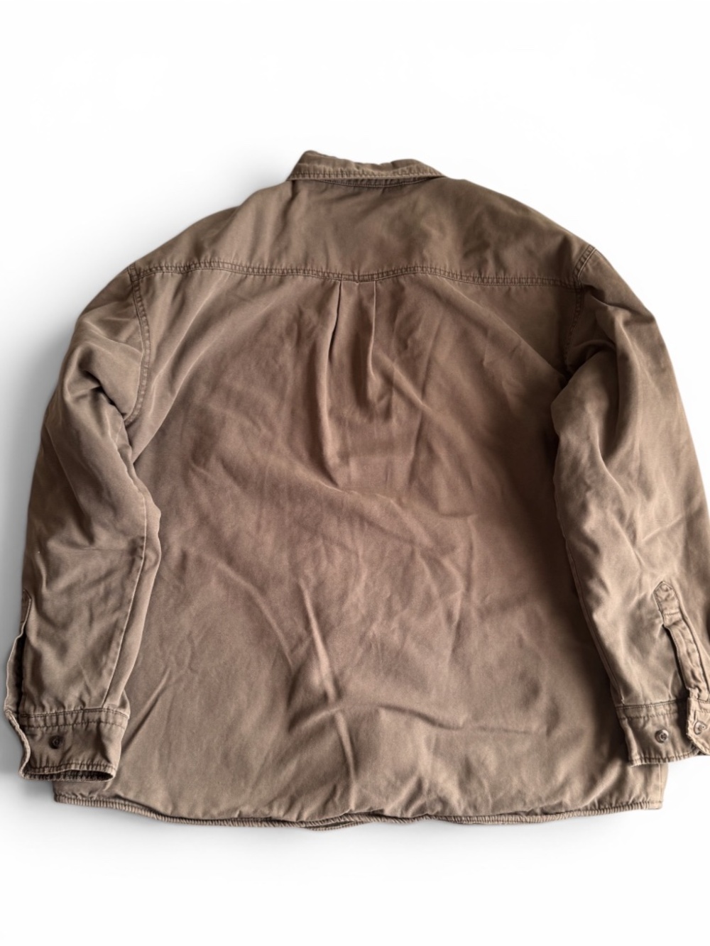 LEVI’S Men Fleece Lined Shirt Jacket XL Cotton Khaki Button Front - Picture 7 of 9